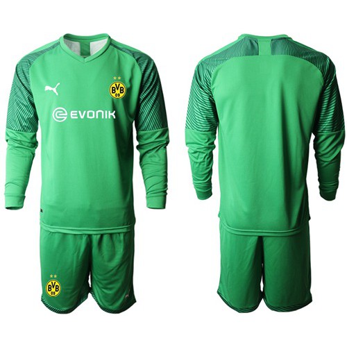 Dortmund Blank Green Goalkeeper Long Sleeves Soccer Club Jersey