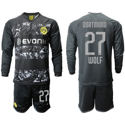 Dortmund #27 Wolf Away Long Sleeves Soccer Club Jersey