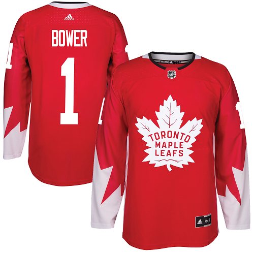 Adidas Toronto Maple Leafs No1 Johnny Bower Black Authentic Classic Stitched NHL Jersey