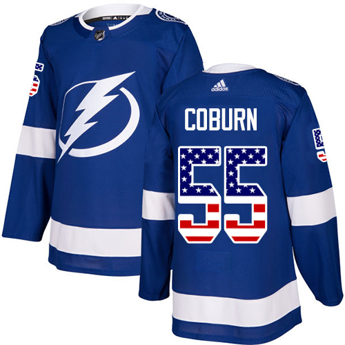 Adidas Tampa Bay Lightning No55 Braydon Coburn Blue Home Authentic Stitched Youth NHL Jersey