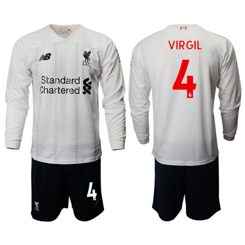 Liverpool #4 Virgil Away Long Sleeves Soccer Club Jersey