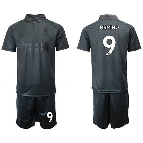 Liverpool #9 Firmino Black Soccer Club Jersey