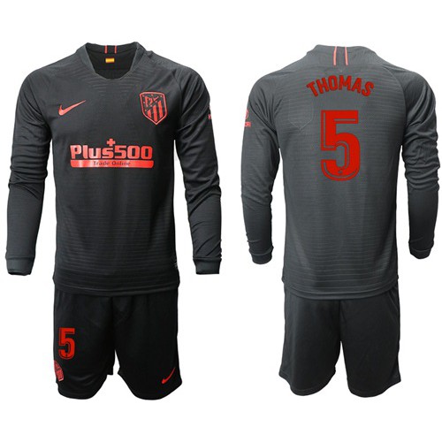 Atletico Madrid #5 Thomas Away Long Sleeves Soccer Club Jersey