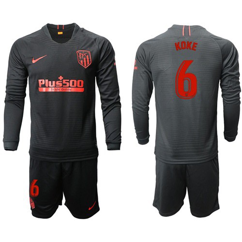Atletico Madrid #6 Koke Away Long Sleeves Soccer Club Jersey
