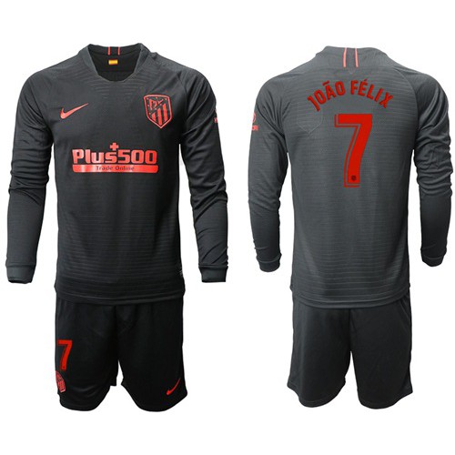Atletico Madrid #7 Joao Felix Away Long Sleeves Soccer Club Jersey