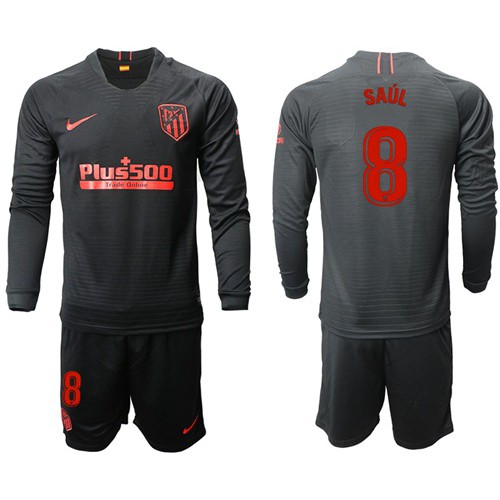 Atletico Madrid #8 Saul Away Long Sleeves Soccer Club Jersey