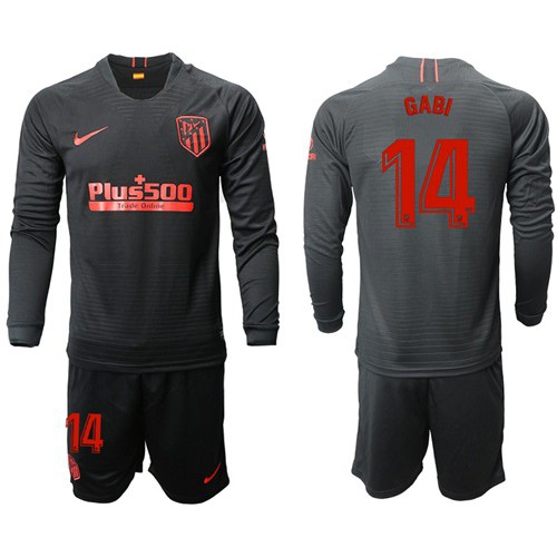 Atletico Madrid #14 Gabi Away Long Sleeves Soccer Club Jersey