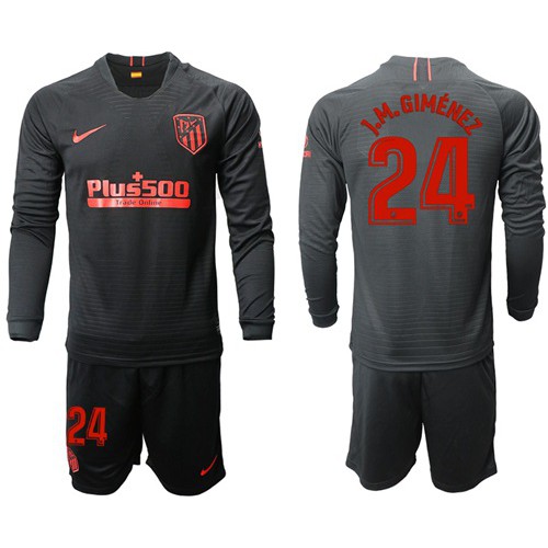 Atletico Madrid #24 J.M.Gimenez Away Long Sleeves Soccer Club Jersey