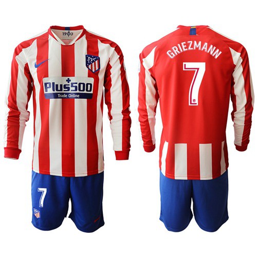 Atletico Madrid #7 Griezmann Home Long Sleeves Soccer Club Jersey