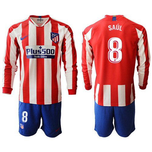Atletico Madrid #8 Saul Home Long Sleeves Soccer Club Jersey