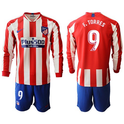 Atletico Madrid #9 F.Torres Home Long Sleeves Soccer Club Jersey