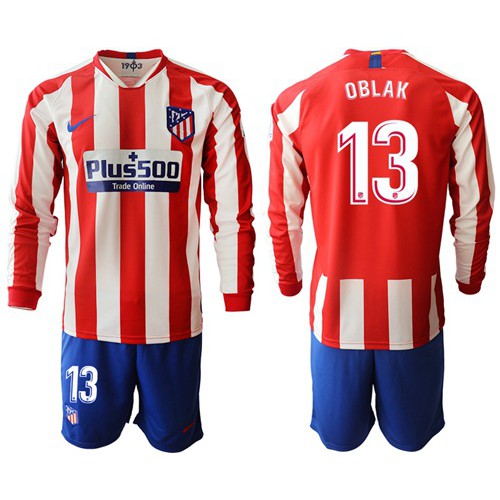 Atletico Madrid #13 Oblak Home Long Sleeves Soccer Club Jersey