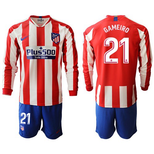 Atletico Madrid #21 Gameiro Home Long Sleeves Soccer Club Jersey
