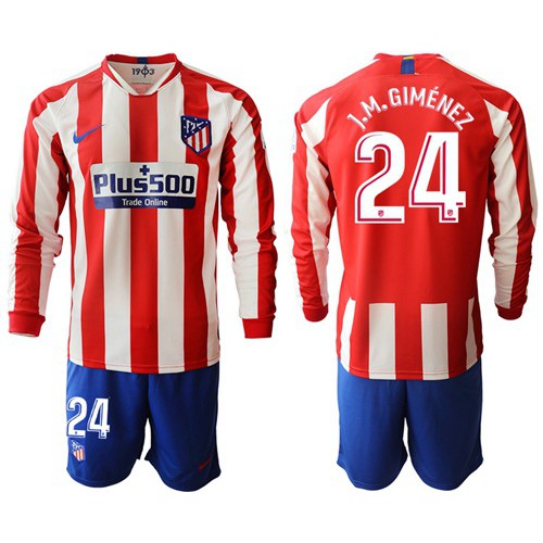 Atletico Madrid #24 J.M.Gimenez Home Long Sleeves Soccer Club Jersey
