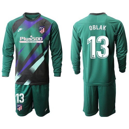 Atletico Madrid #13 Oblak Green Goalkeeper Long Sleeves Soccer Club Jersey