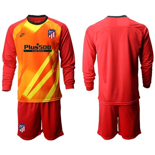 Atletico Madrid Blank Red Goalkeeper Long Sleeves Soccer Club Jersey