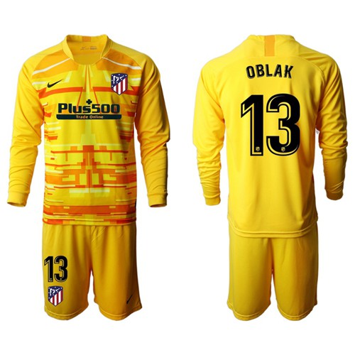 Atletico Madrid #13 Oblak Yellow Goalkeeper Long Sleeves Soccer Club Jersey