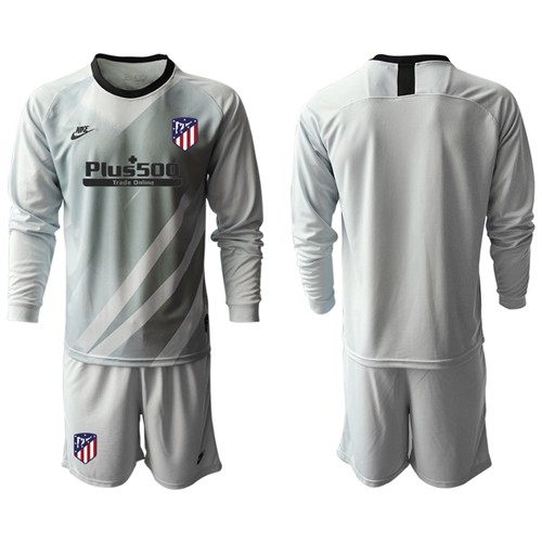 Atletico Madrid Blank Grey Goalkeeper Long Sleeves Soccer Club Jersey