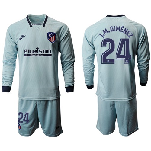 Atletico Madrid #24 J.M.Gimenez Third Long Sleeves Soccer Club Jersey