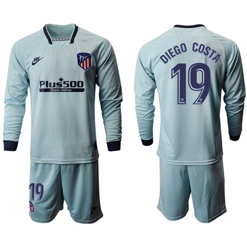 Atletico Madrid #19 Diego Costa Third Long Sleeves Soccer Club Jersey