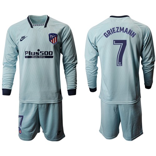 Atletico Madrid #7 Griezmann Third Long Sleeves Soccer Club Jersey