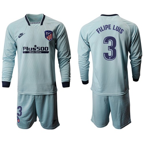 Atletico Madrid #3 Filipe Luis Third Long Sleeves Soccer Club Jersey
