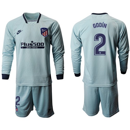 Atletico Madrid #2 Godin Third Long Sleeves Soccer Club Jersey