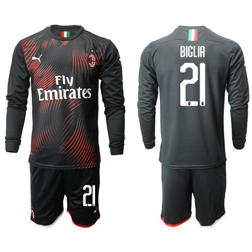AC Milan #21 Biglia Third Long Sleeves Soccer Club Jersey