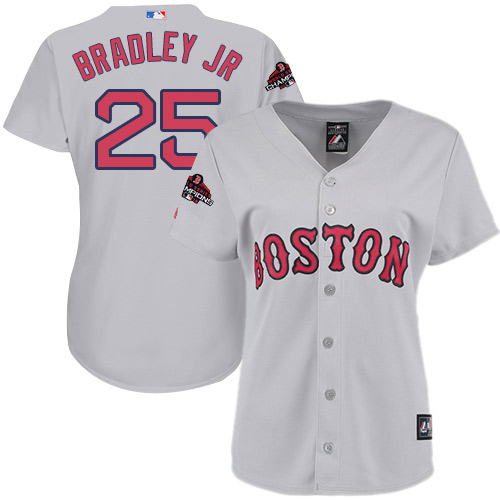 No25 Jackie Bradley Jr Red Alternate 2018 World Series Champions Women's Stitched Jersey