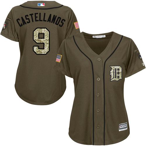 Detroit Tigers No9 Nick Castellanos Green Salute to Service Women's Stitched Jersey