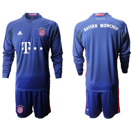 Bayern Munchen Blank Blue Goalkeeper Long Sleeves Soccer Club Jersey
