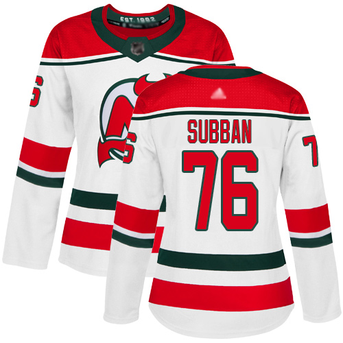 Adidas New Jersey Devils #76 P. K. Subban White Alternate Authentic Women’s Stitched NHL Jersey