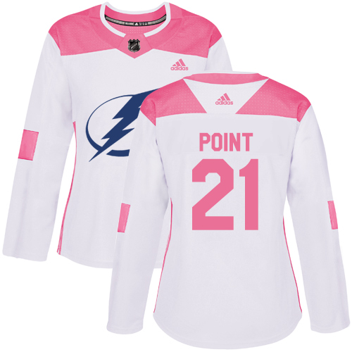 Adidas Tampa Bay Lightning #21 Brayden Point White/Pink Authentic Fashion Women’s Stitched NHL Jersey