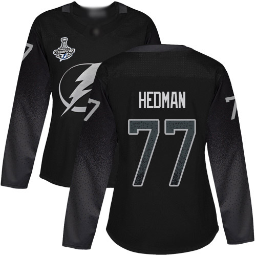 Adidas Tampa Bay Lightning #77 Victor Hedman Black Alternate Authentic Women’s 2020 Stanley Cup Champions Stitched NHL Jersey
