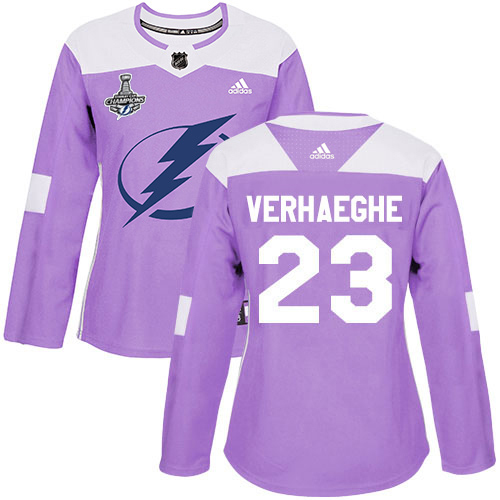 Tampa Bay Lightning No23 Carter Verhaeghe Blue Home Authentic Drift Fashion 2020 Stanley Cup Champions Stitched Jersey