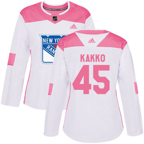 New York Rangers No45 Kappo Kakko White/Pink Fashion Womens Jersey