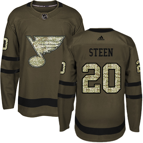 Adidas St. Louis Blues No20 Alexander Steen Green Salute to Service Stitched NHL Jersey