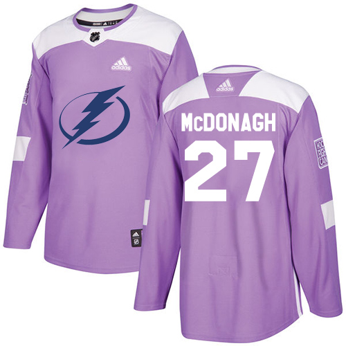 Adidas Tampa Bay Lightning #27 Ryan McDonagh Purple Authentic Fights Cancer Stitched Youth NHL Jersey
