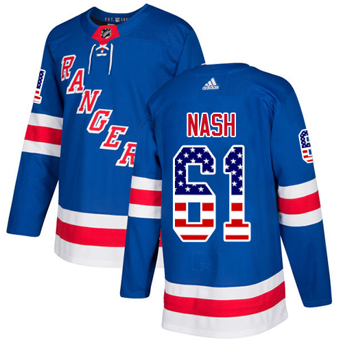 Adidas New York Rangers #61 Rick Nash Royal Blue Home Authentic USA Flag Stitched Youth NHL Jersey