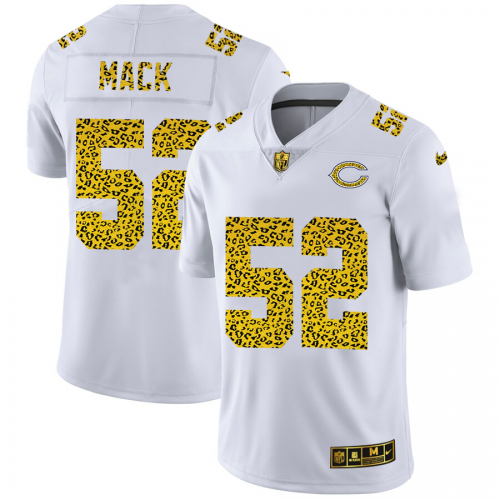 Bears No52 Khalil Mack Men's Nike Flocked Leopard Print Vapor Limited Jersey White