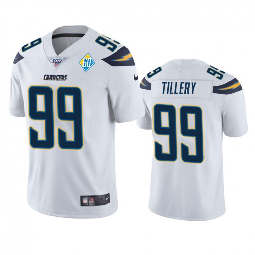 Los Angeles Chargers #99 Jerry Tillery White 60th Anniversary Vapor Limited NFL Jersey