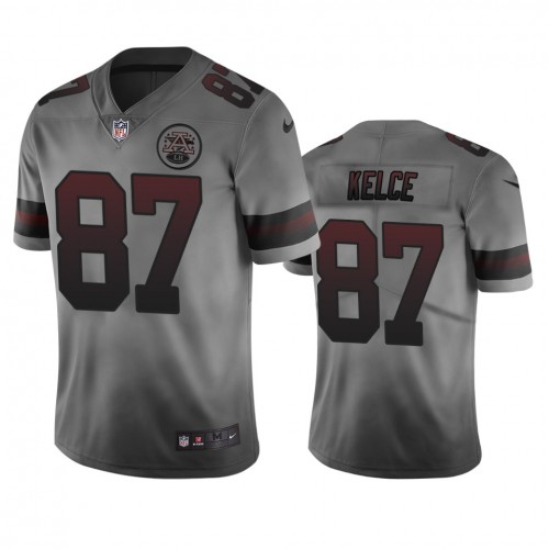 Kansas City Chiefs #87 Travis Kelce Smoky Men’s Nike Vapor Limited City Edition NFL Jersey