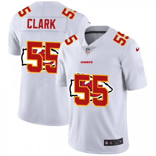 Kansas City Chiefs #55 Frank Clark White Men’s Nike Team Logo Dual Overlap Limited NFL Jersey