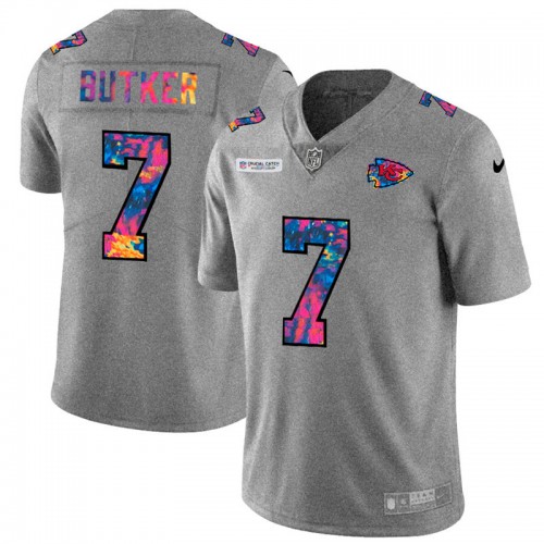 Kansas City Chiefs #7 Harrison Butker Men’s Nike Multi-Color 2020 NFL Crucial Catch NFL Jersey Greyheather