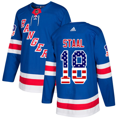 New York Rangers No18 Marc Staal Royal Blue Home USA Flag Jersey