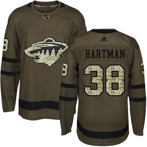 Adidas Minnesota Wild #38 Ryan Hartman Green Salute to Service Stitched NHL Jersey