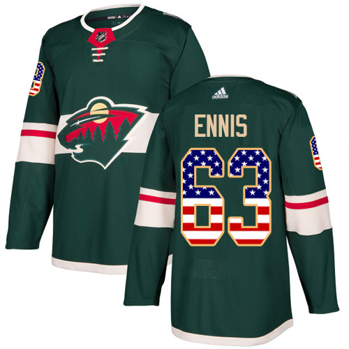 Adidas Minnesota Wild #63 Tyler Ennis Green Home Authentic USA Flag Stitched NHL Jersey