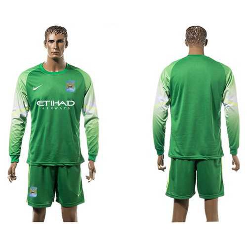Manchester City Blank Green Goalkeeper Long Sleeves Soccer Club Jersey