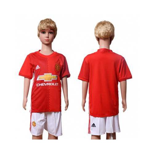 Manchester United Blank Home Kid Soccer Club Jersey