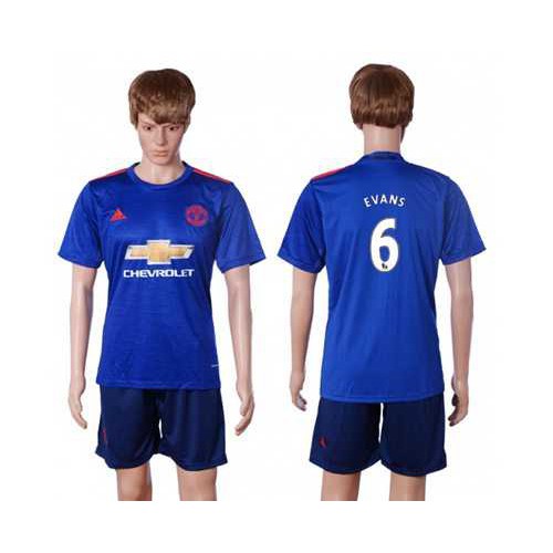 Manchester United #6 Evans Away Soccer Club Jersey